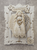 ANIOŁEK makrama W RAMCE OZDOBNEJ PAMIĄTKA Chrztu Świętego PREZENT personalizowany