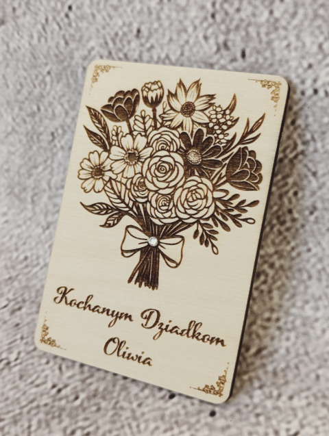 Magnes BUKIET KWIATÓW personalizowany Dzień Babci i Dziadka