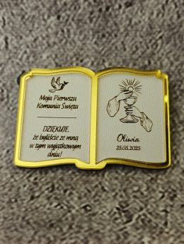 Podziękowanie dla gości Pierwsza Komunia księga plexi magnes