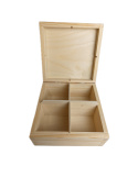 Pudełko drewniane 16cm x 16cm x 8cm 4 przegrody