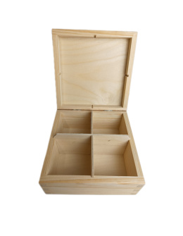 Pudełko drewniane 16cm x 16cm x 8cm 4 przegrody