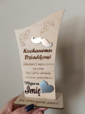 Statuetka na Dzień Dziadka personalizowana wąsy i serce podziękowanie
