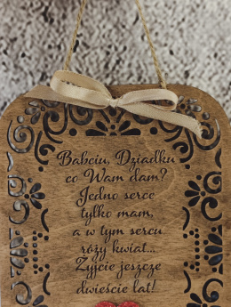 Zawieszka personalizowana AŻUROWA z wierszykiem na Dzień Babci i Dziadka